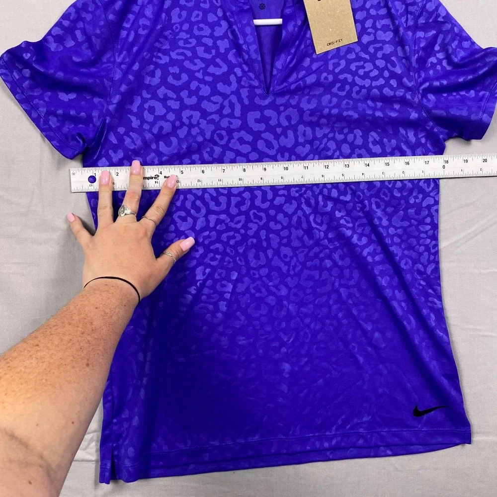 Nike Dri-FIT Victory Golf Polo Women S Purple Leopard Print Breathable NWT